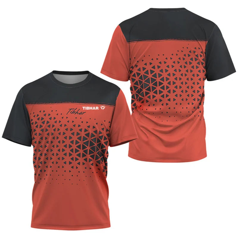 Fashion Men's T-shirt Outdoor Sports Table Tennis Short sleeved Top Lightweight and Breathable Quick Drying Men's Tennis T-shirt