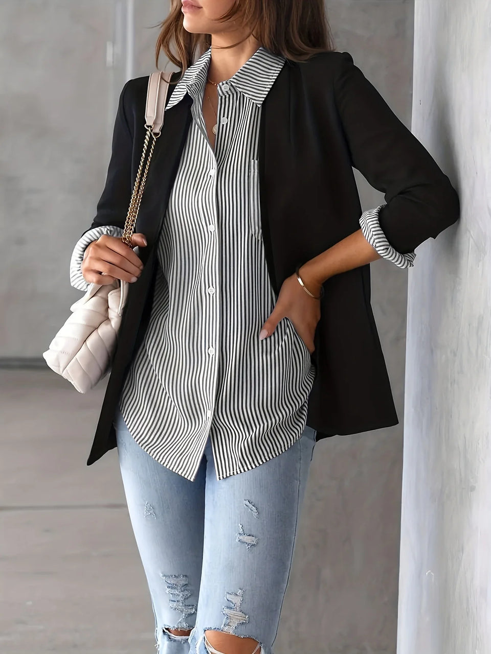 Women's Striped Long-Sleeve Shirt