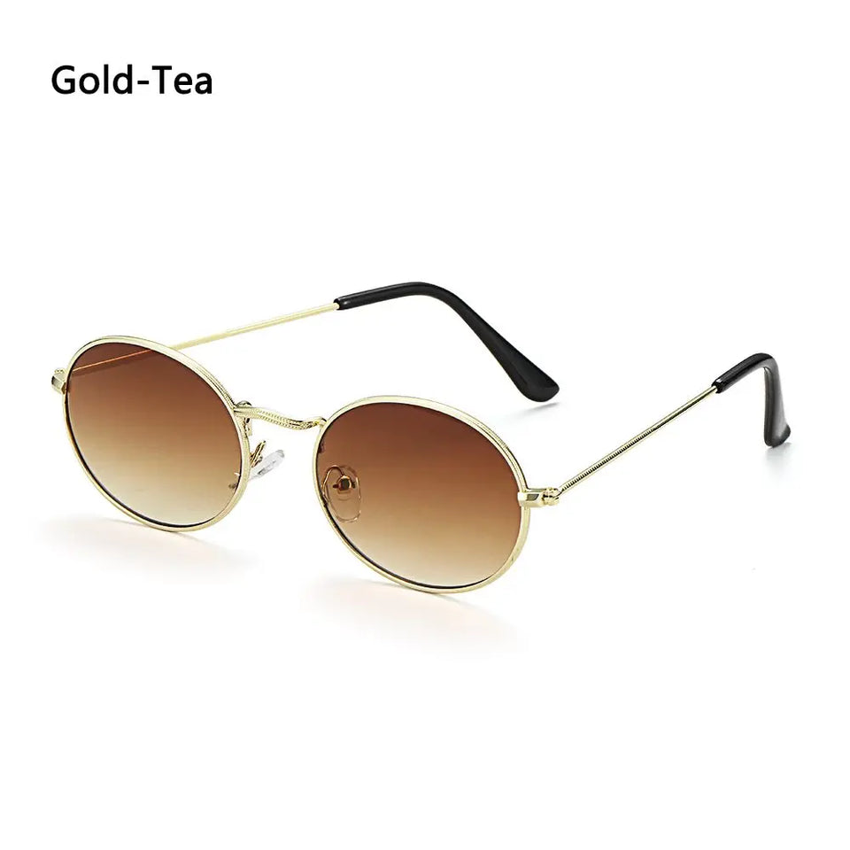Vintage Oval Style Sunglasses Woman Round Retro Sun Glasses For Male Metal Small Frame Mirror Classic Oculos De Sol Feminino