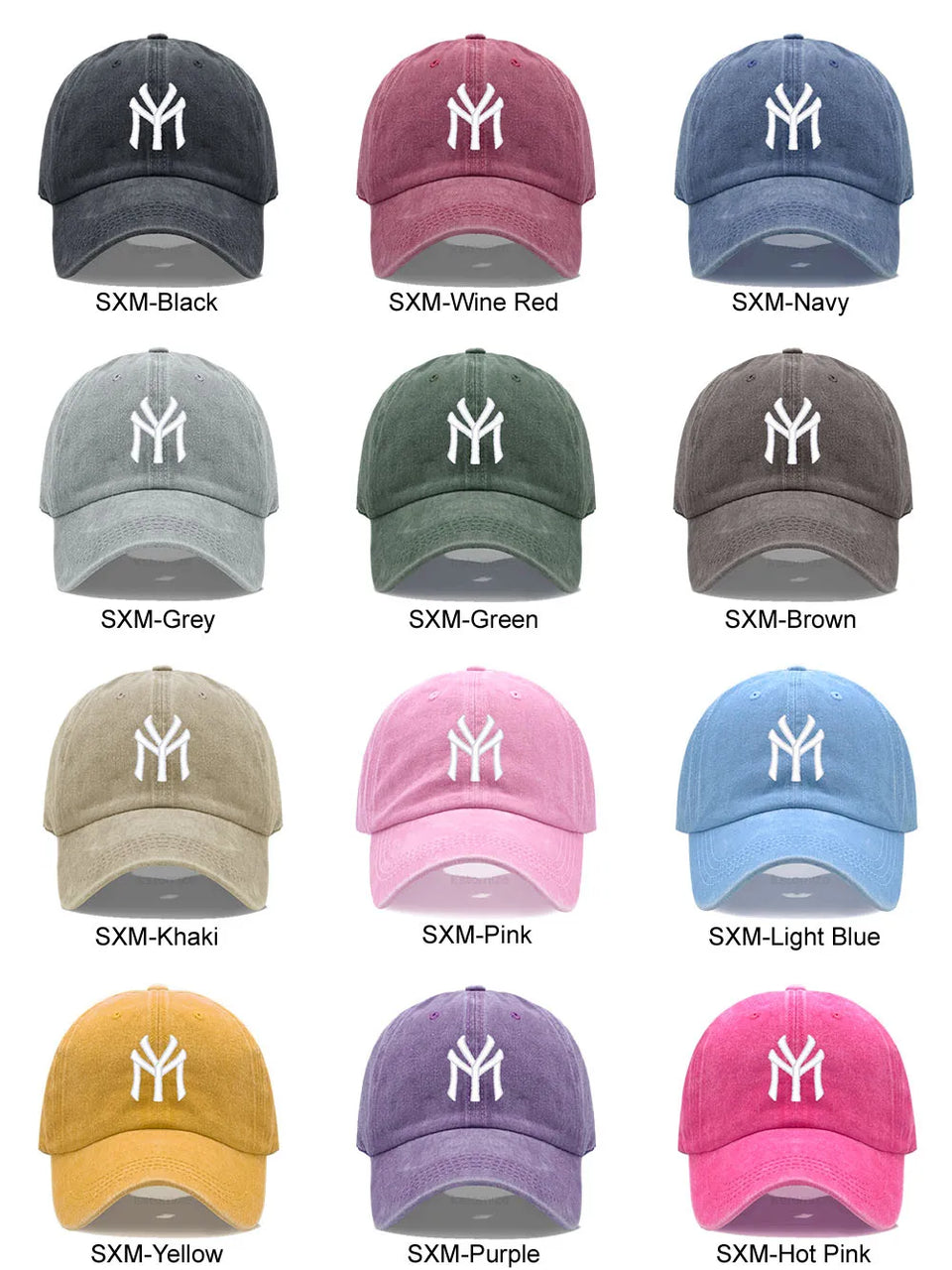 Letter MY Embroidery Baseball Cap Women Men Adjustable Soft Washed Cotton Sports Dad Hat  Spring Summer Protection Sun Hats
