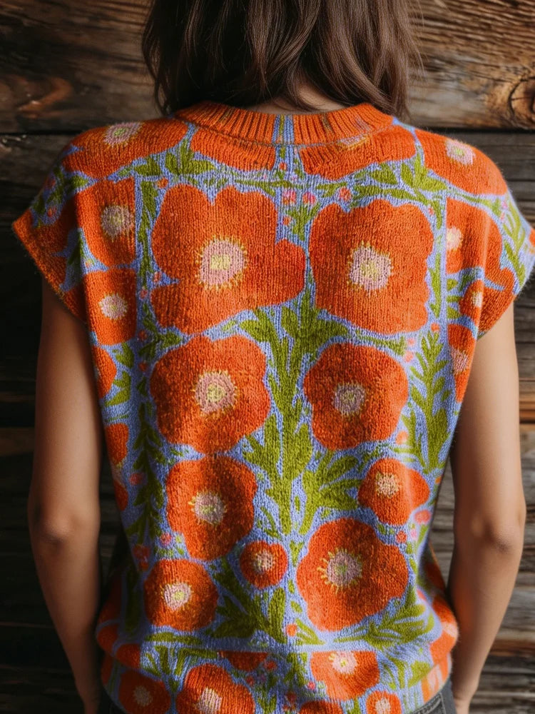 Women's Poppy-Print Short-Sleeve Top