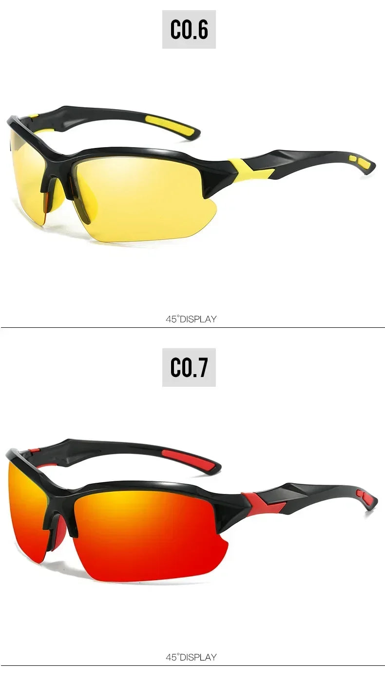 6PCS New Cross-border Outdoor Sports, Skiing, Driving Half-frame Polarized Sunglasses Men's Running Fishing Sunglasses Sun Protection Lightweight Goggles, Random Colors