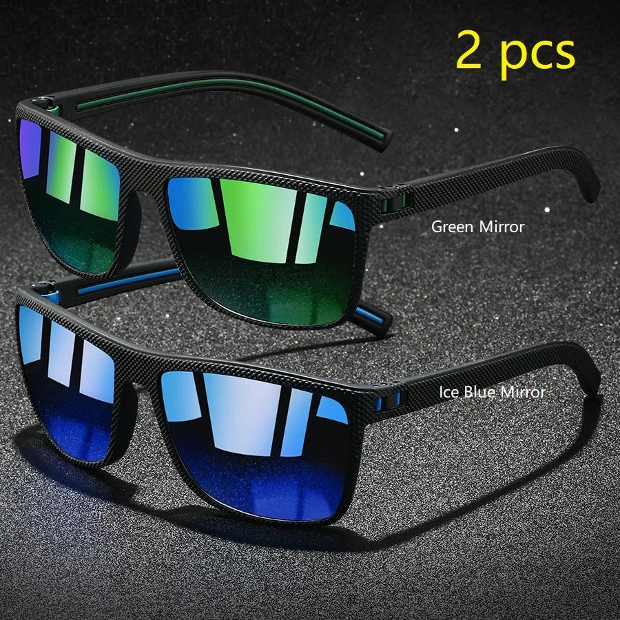2Pieces Fashion Vintage Check Pattern Sunglasses Men Women Fishing Driving Brand Design Sun Glasses Man Eyewear