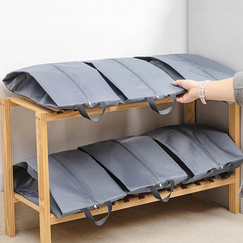 Black Polyester Shoe Storage Bag with Zipper