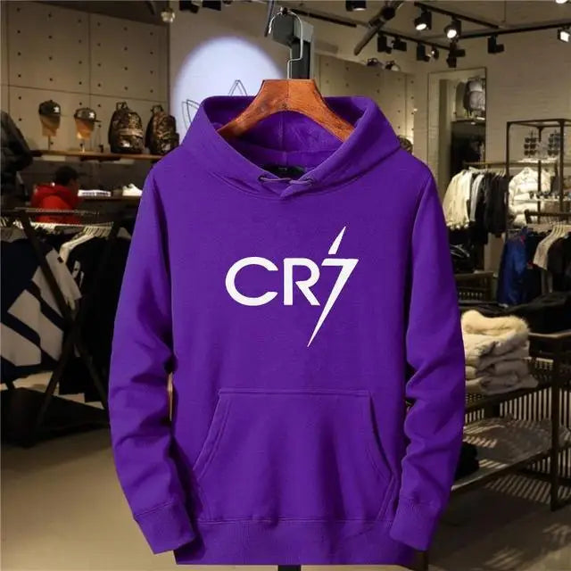 2025 New Men's and Women's Casual Sports CR7 Printed Loose Fashion Casual Long Sleeved Pullover Fleece Casual Sports Hoodie Top