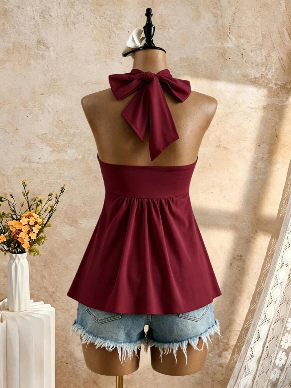 Women's Twist-Front Peplum Cami Top