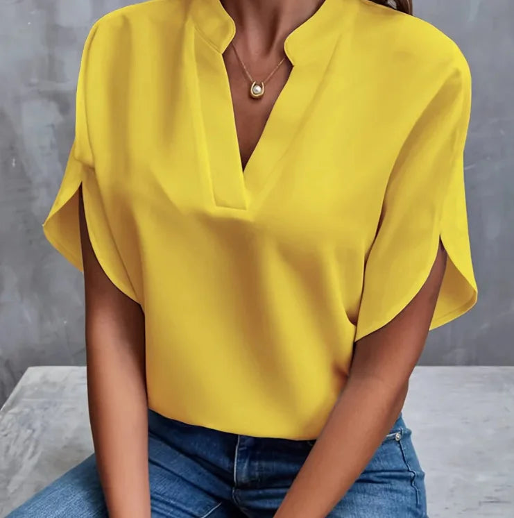 Women's V-Neck Short-Sleeve Blouse