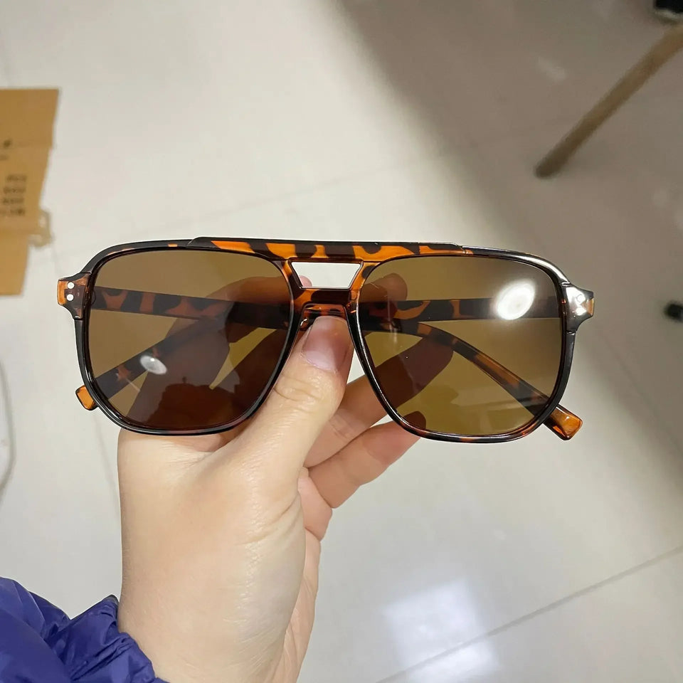 Vintage Men Women Brand Designer Sunglasses Square Shades Eyewear Male Female UV400 Summer Glasses Double Beam Eyeglass