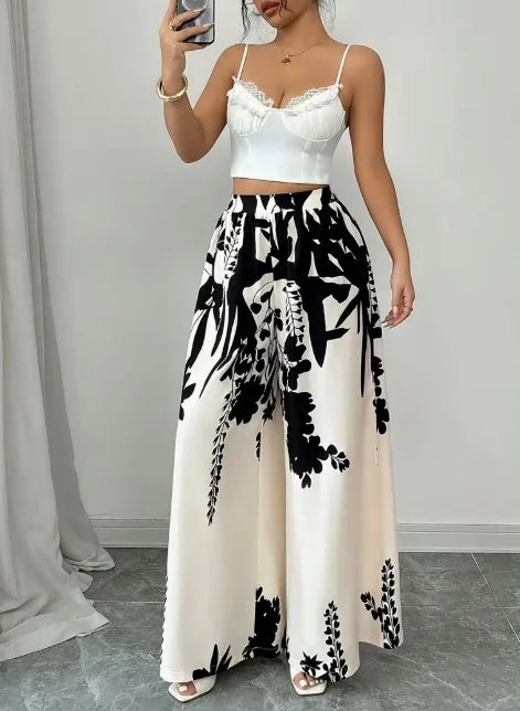 Women's Floral-Print Wide-Leg Pants