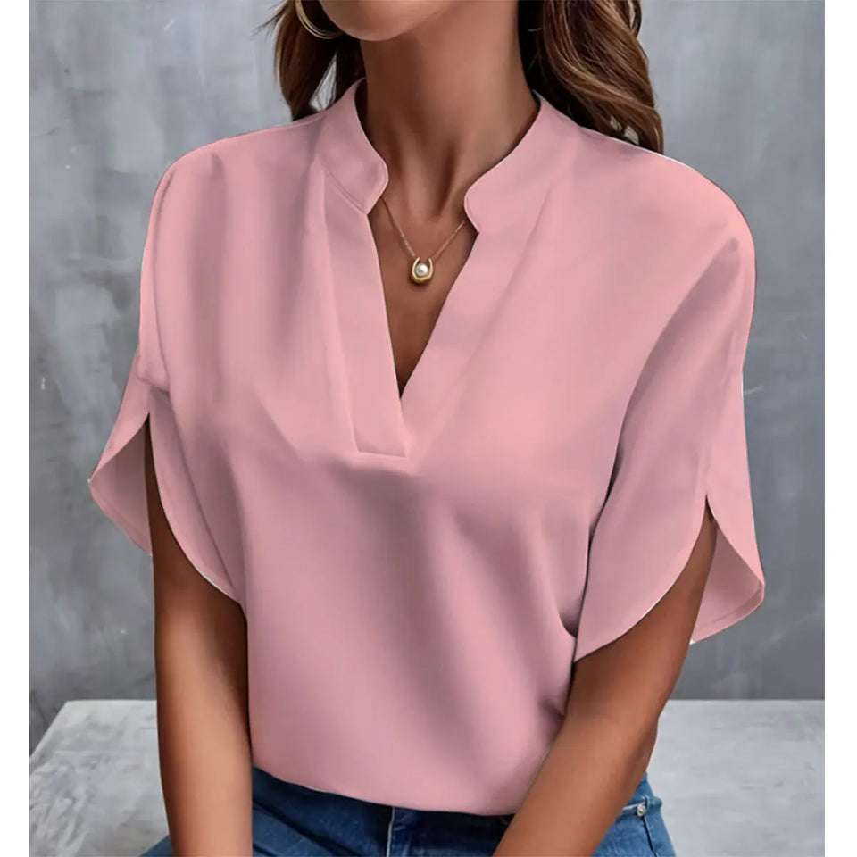 Women's V-Neck Short-Sleeve Blouse