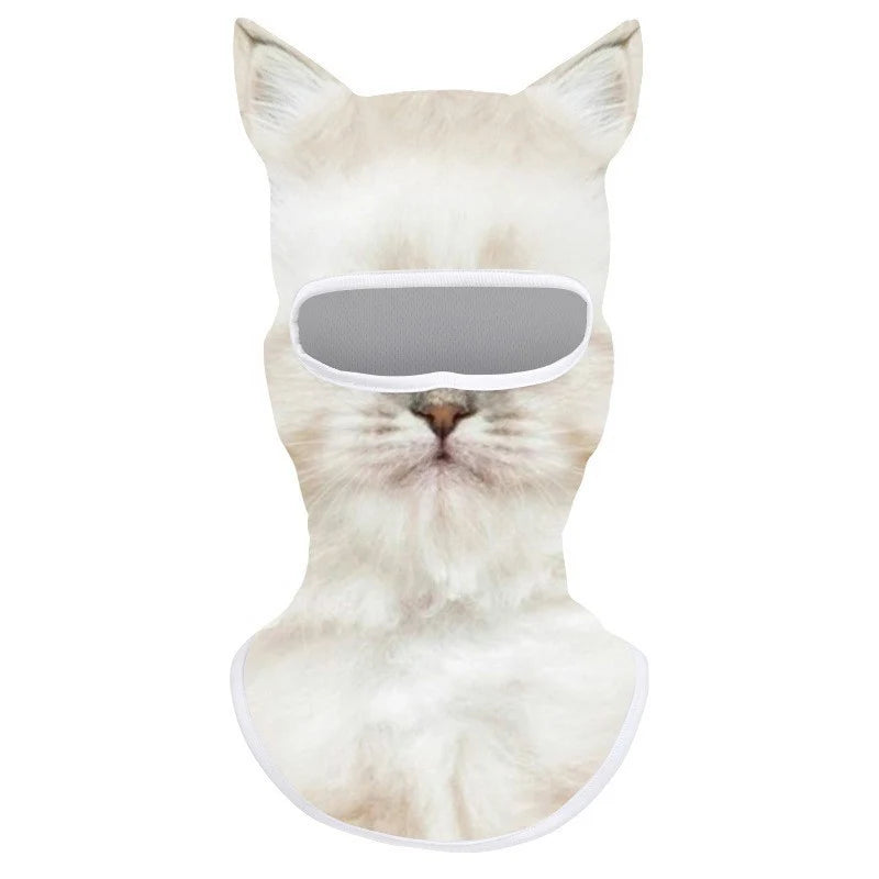 3D Cat Ski Balaclava Animal Face Covering Full Face Hood Ski Masque Cute Animal Balaclava Motorcycle Motocross Snowboard Hats