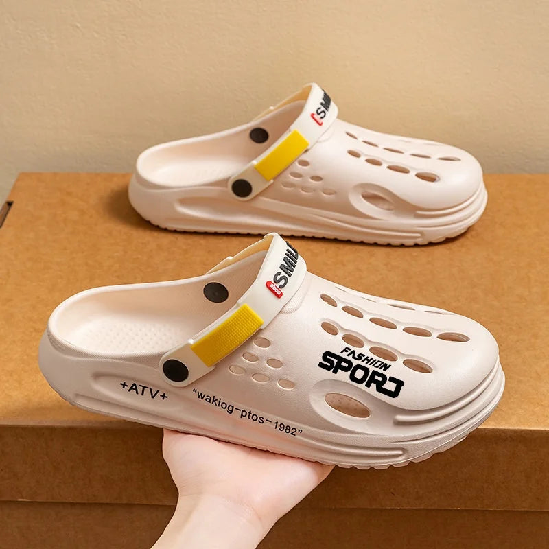 Unisex Retro Color-Block Clogs