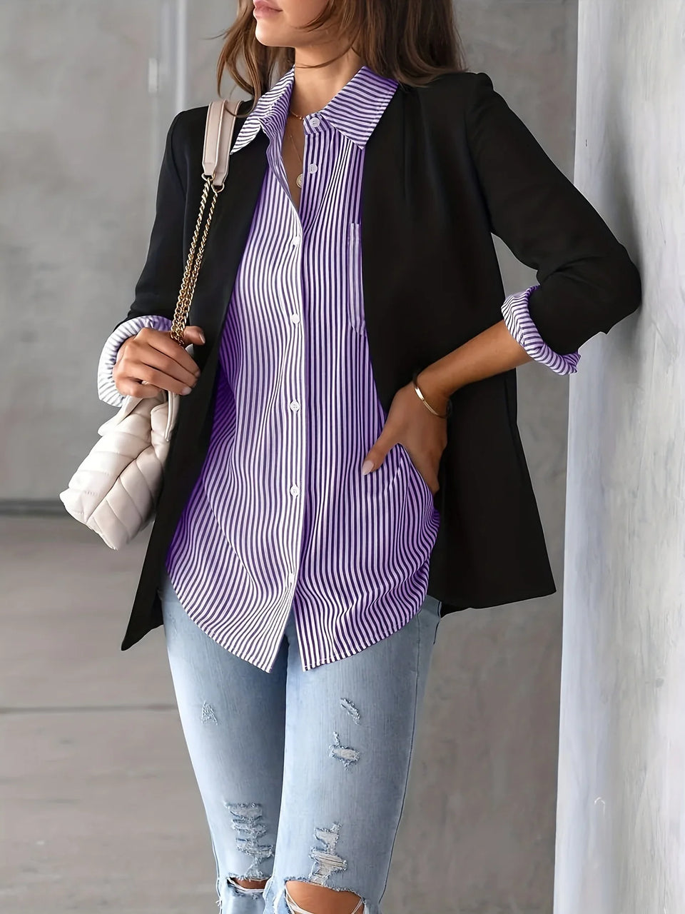Women's Striped Long-Sleeve Shirt