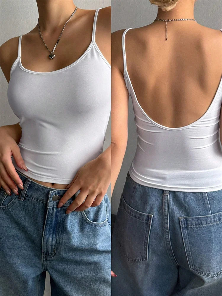 Women's Backless Cami Crop Top