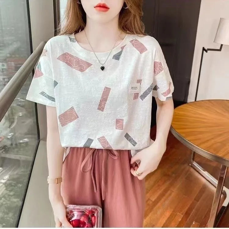 Women's Floral-Print Short-Sleeve Blouse
