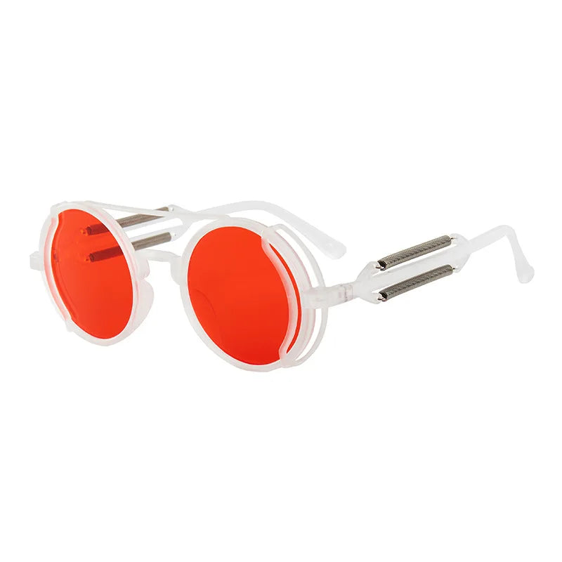 KLASSNUM 2024 Gothic Steam Punk Sunglasses Double Spring Temples Round Sunglasses UV400 Protection Men's Eyewear Sun Glasses