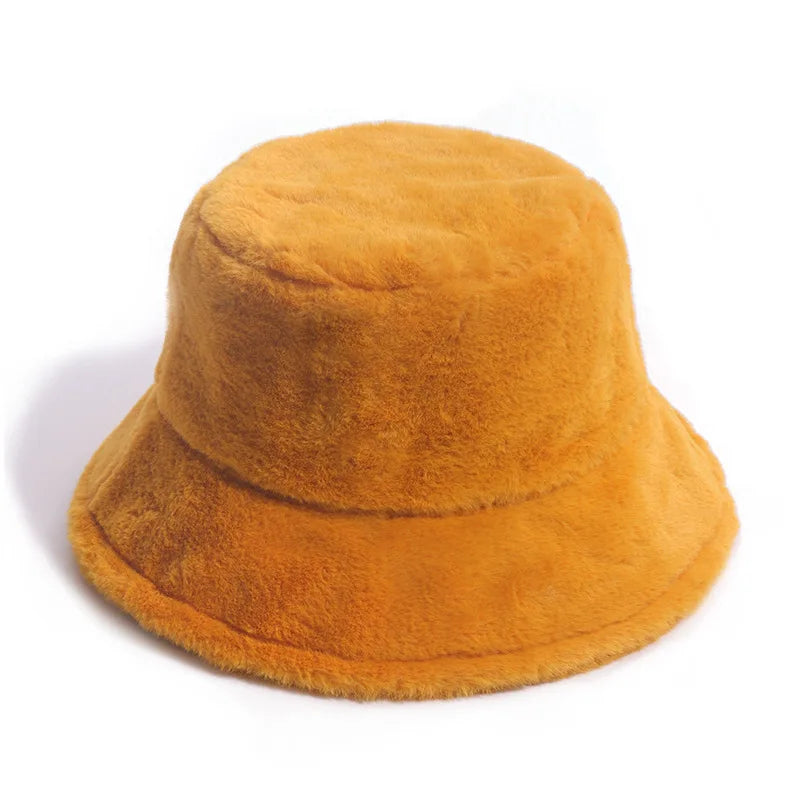 Winter Bucket Hat Women's Fashion Leopard Panama Warm Hats Female Vintage Faux Fur Fisherman Cap Hats For Women Dropshipping