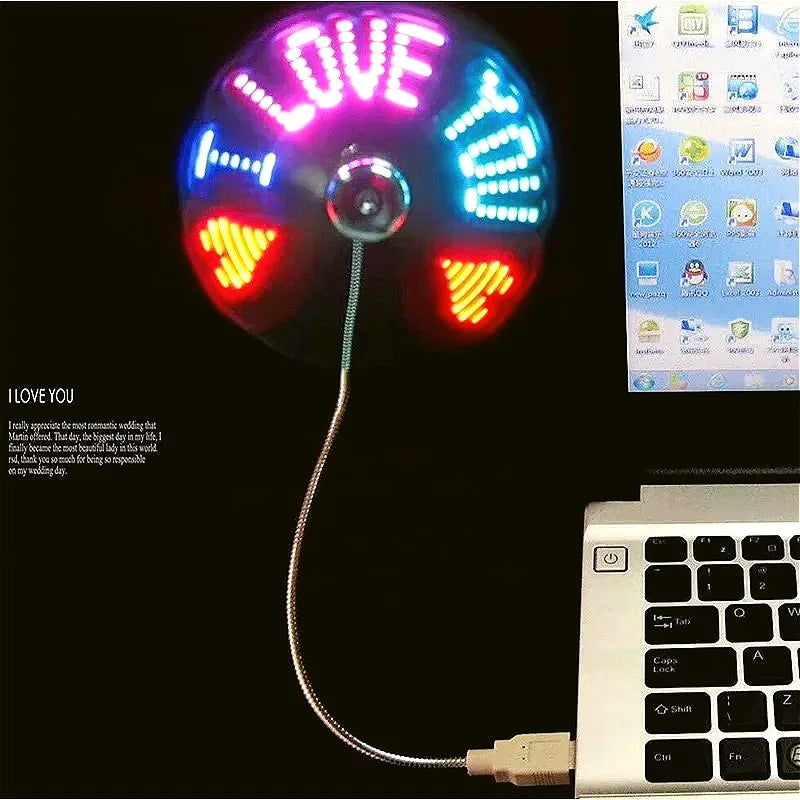 Programmable USB LED Message Fan