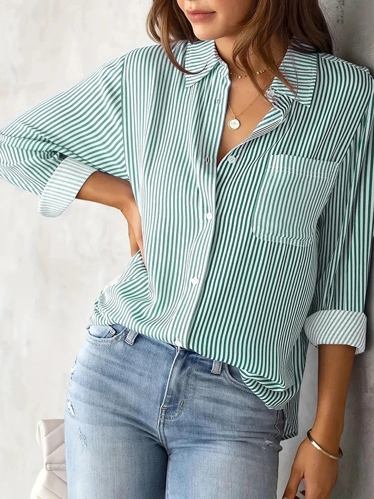 Women's Striped Long-Sleeve Shirt