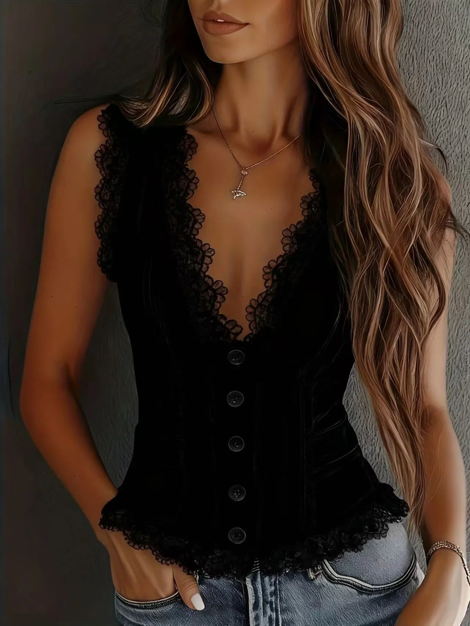 Women's Lace-Trim Tank Top