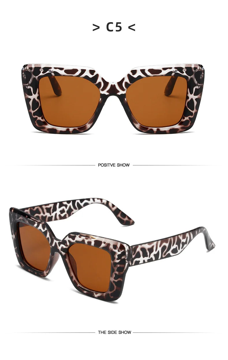 New Vintage Sunglasses Women Men Square Big Frame Sun Glasses Female Brand Designer Retro Shades Fashion Cat Eye Sunglasses