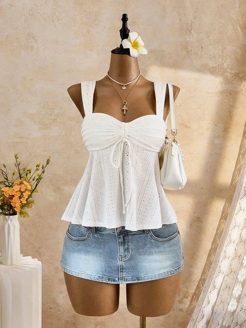 Women's Polka-Dot Peplum Cami Top