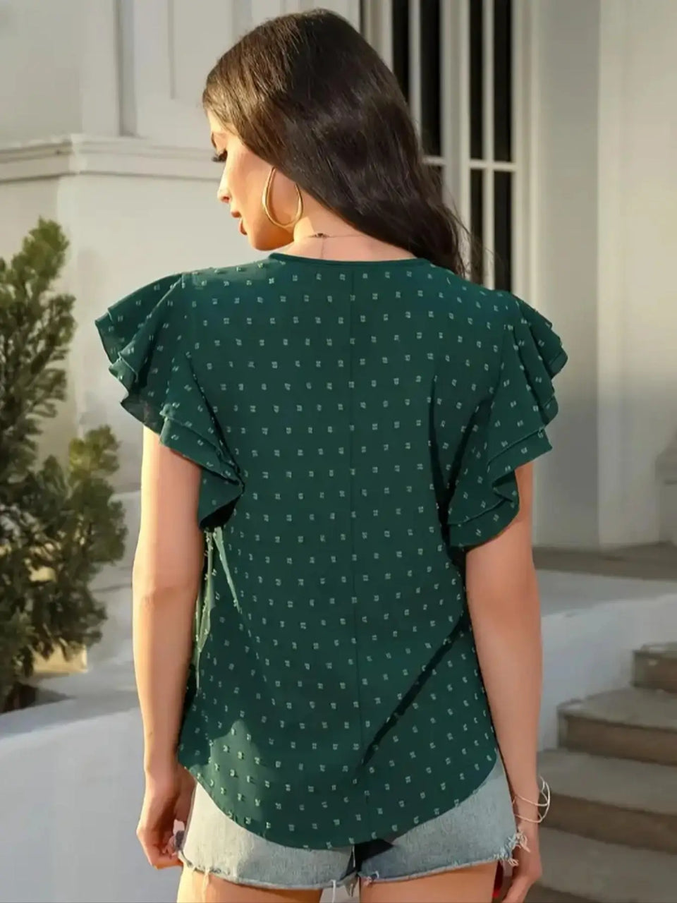 Women's V-Neck Ruffle-Sleeve Blouse