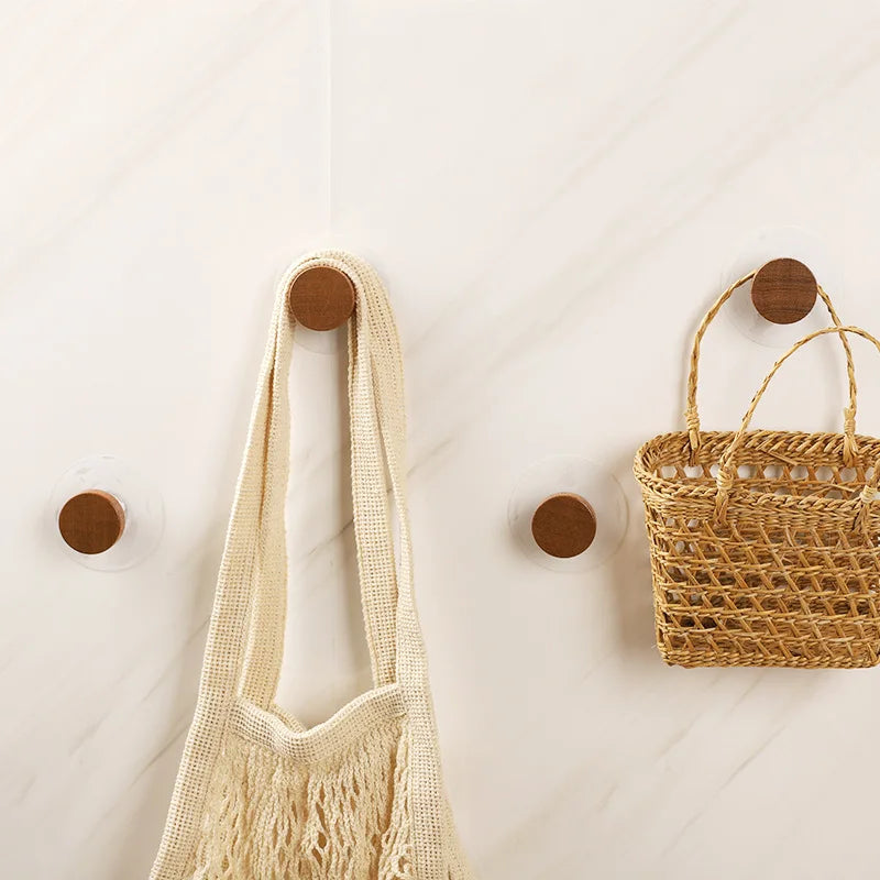 Round Wooden Wall Hooks — 1, 2 or 4 Pack