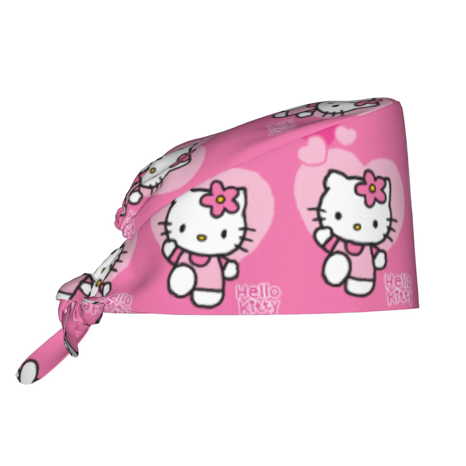 Custom Girls Kitten Working Cap Surgical Hats Women Men Kawaii Cartoon Anime Nursing Cap Lab Works Hat