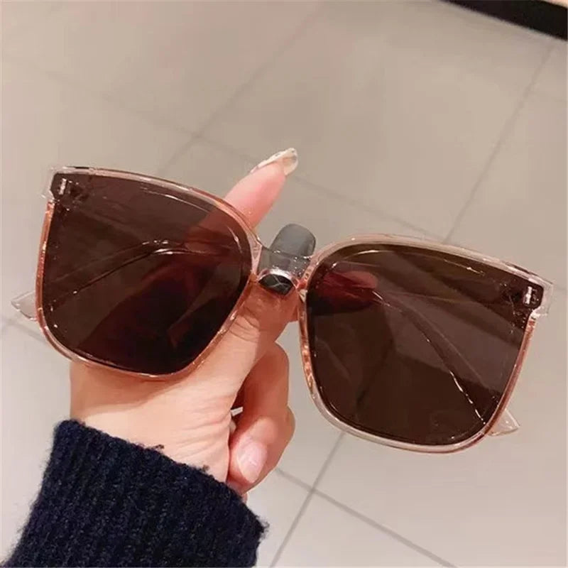 Retro Large Frame Sunglasses Men Women Popular Square Sun Glasses Ladies Black Eyeglasses Driver Goggles UV400 Eyewear