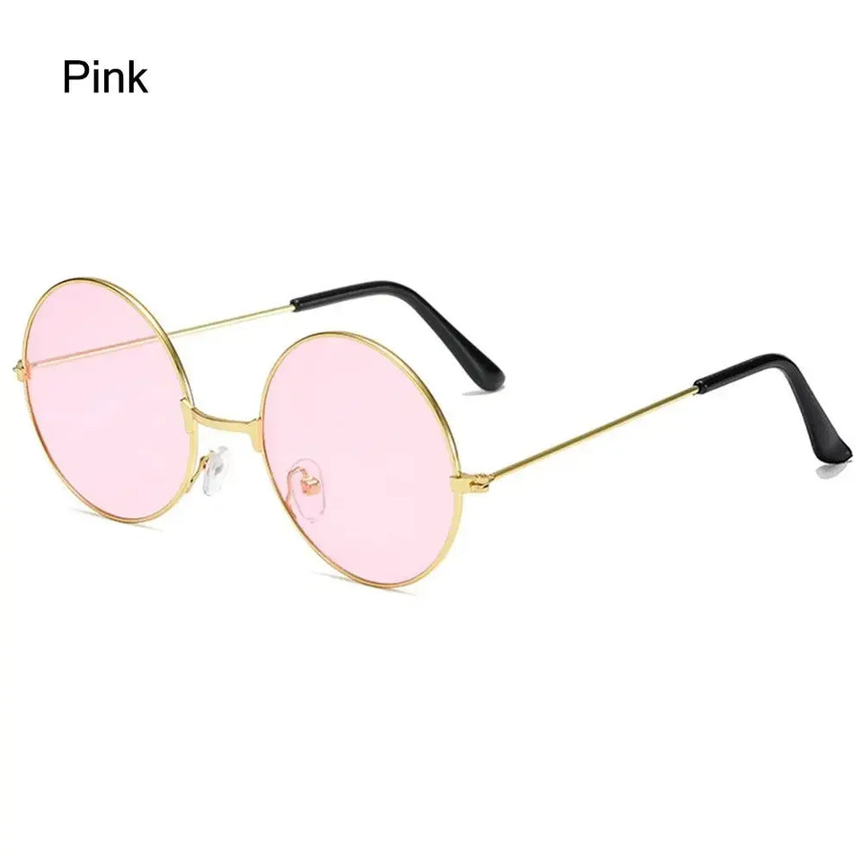 New Retro Round Hippie Sunglasses  for Women Men Trendy Punk Party Glasses Circle Metal UV Protection Eyeglasses