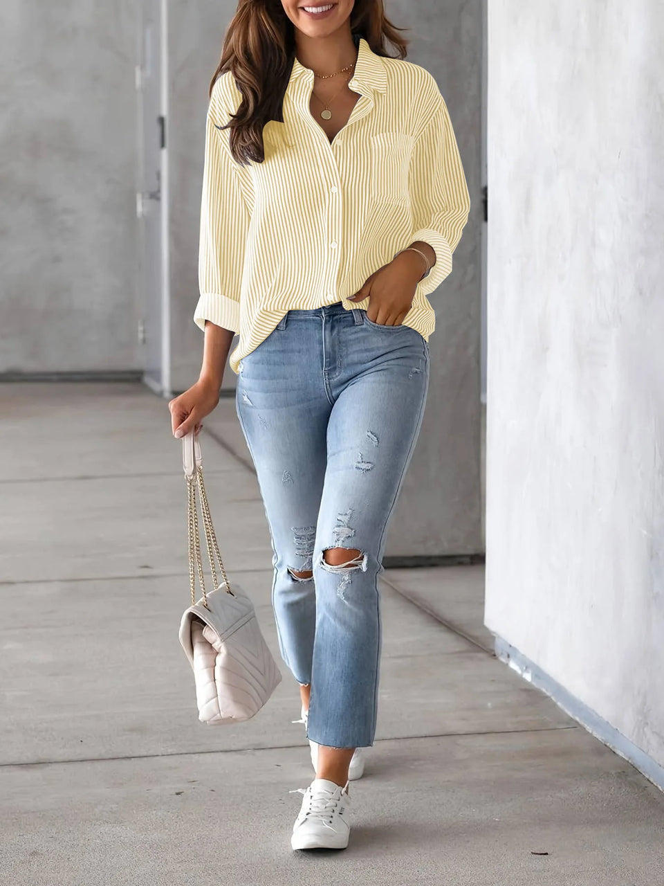 Women's Striped Long-Sleeve Shirt