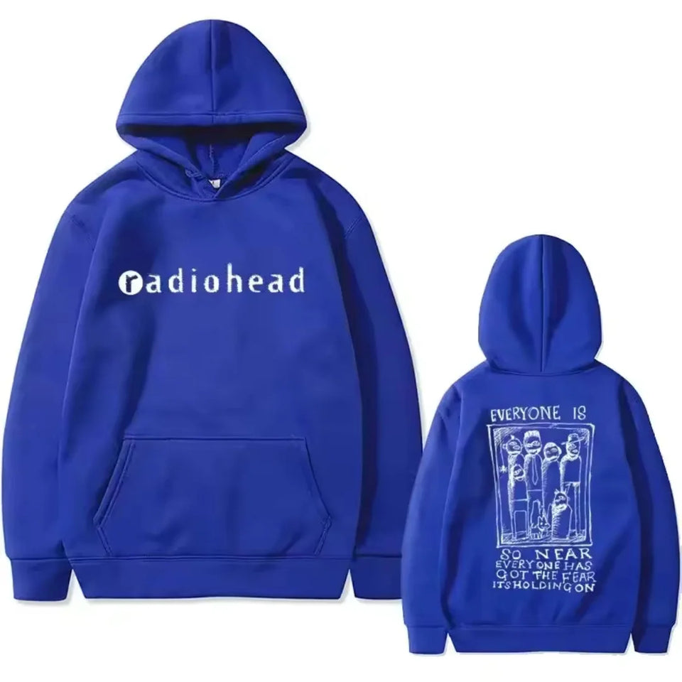 Rock Band Radiohead Printed Hooded Sweatshirt for Men and Women, Retro Men's Fashion, Gothic Y2K Street Style Hoodie