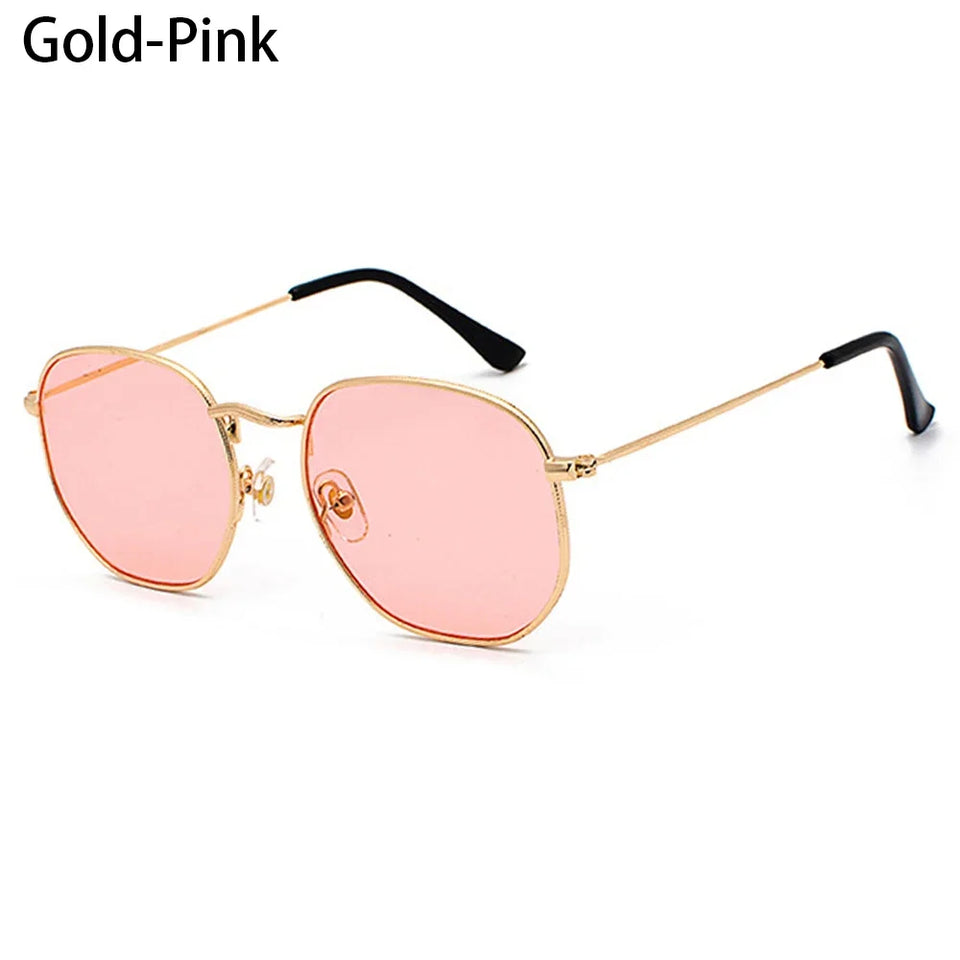 Polygon Sun Glasses Metal Sunglasses Small Frame Square Sunglasses for Men Women UV Protection Shades Eyewear Fashion Accessory
