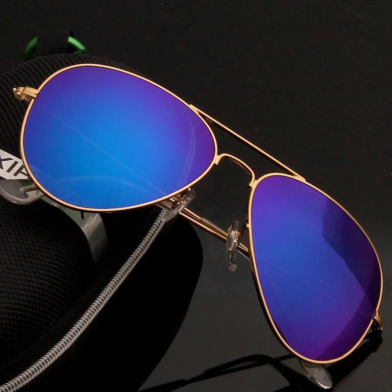 New Double Bridge Pilot Sunglasse Woman Alloy Frame Polit Mirror Sun Glasses Female Male UV400 Eyewear for Men