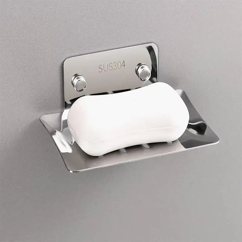 Stainless Steel Wall-Mounted Soap Dish with Drainage