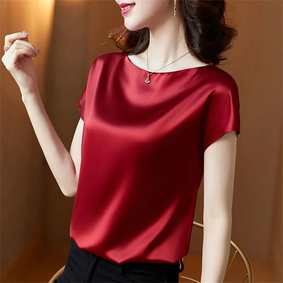 Women's Crew-Neck Short-Sleeve Blouse