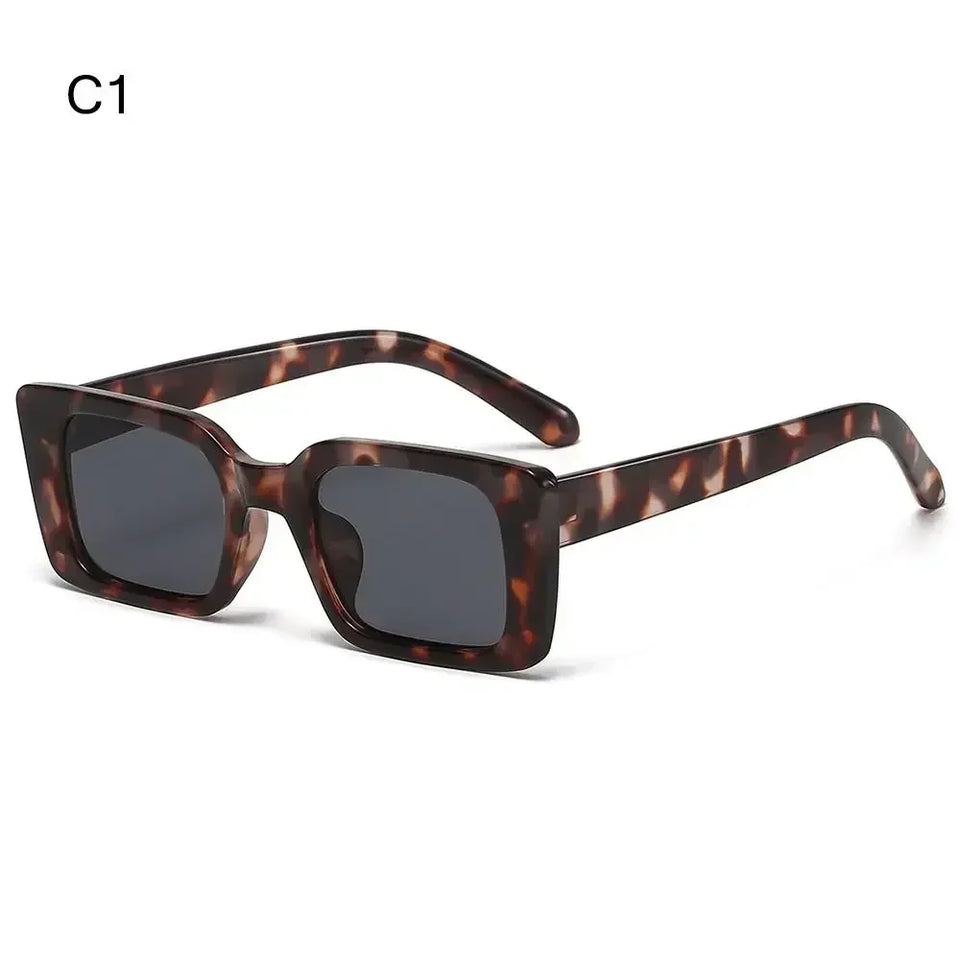 Vintage Beach/Travel Gradient Women's Fashion Rectangle Leopard Sun Glasses Shades Men Square Sunglasses luxury designer Lenses