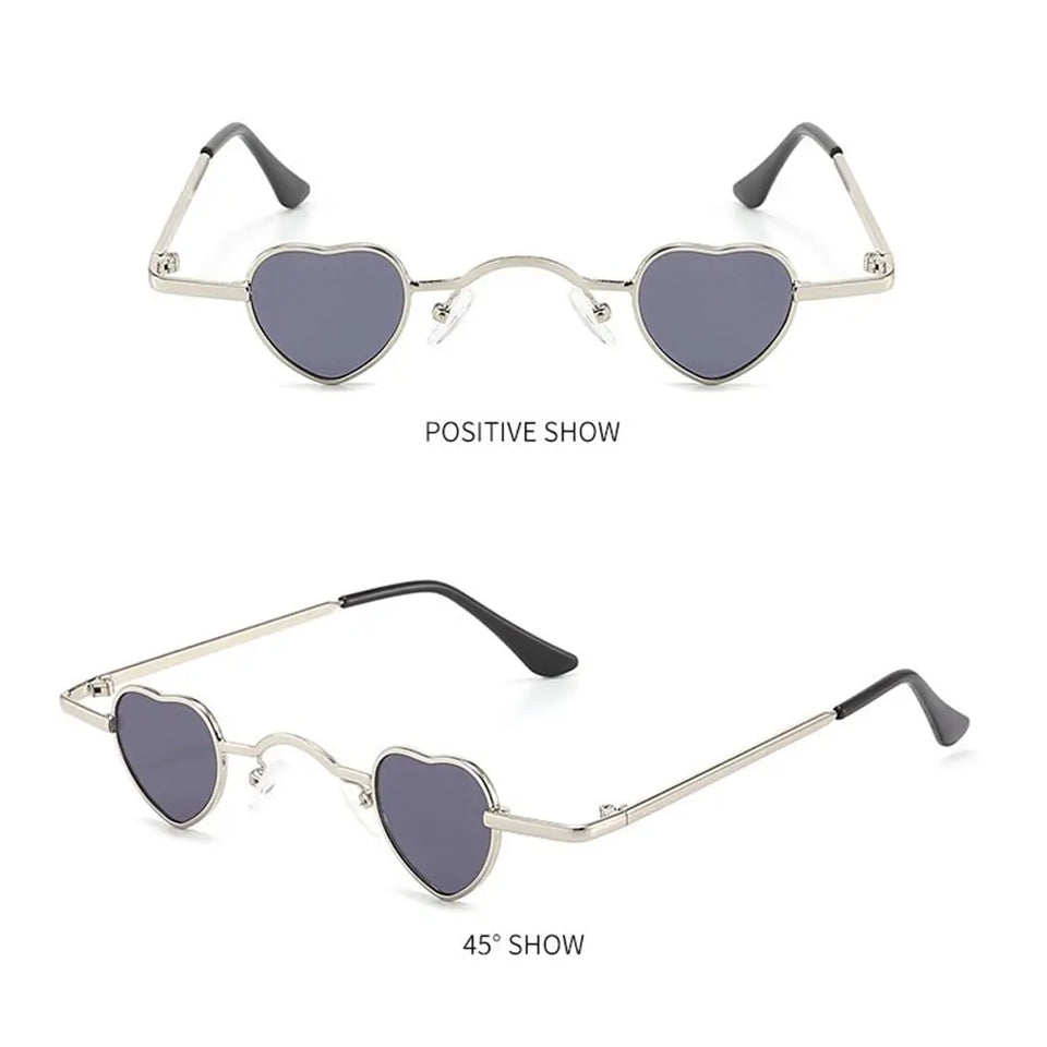 New Design Mini Sunglasses Women Men Ultra-small Heart Shape Metal Frame Sun Glasses Shades Fashion Vintage Hip Hop Punk Eyewear