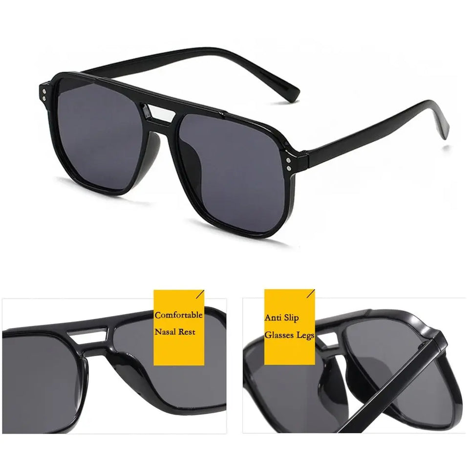 Punk Square Frame Sunglasses Beach Eye Protection Travel Accessories Retro Sunglasses Anti-UV Black Shades Glasses for women men