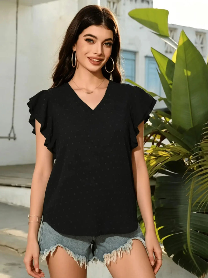 Women's V-Neck Ruffle-Sleeve Blouse