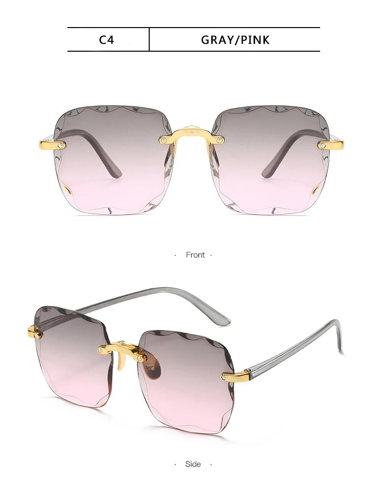 1/3PCS Square Rimless Sunglasses Women Luxury Brand Designer Summer Glasses Fashion Sun glasses For Men UV400 Shades
