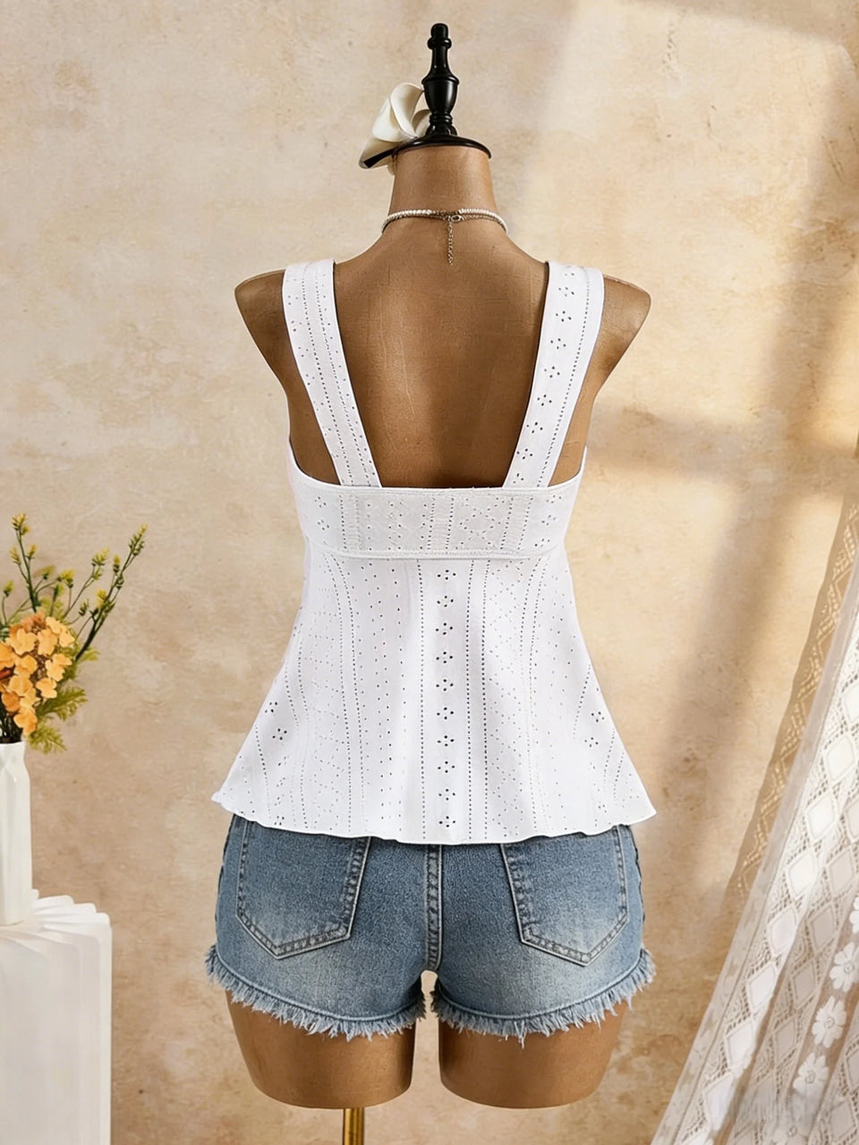Women's Polka-Dot Peplum Cami Top