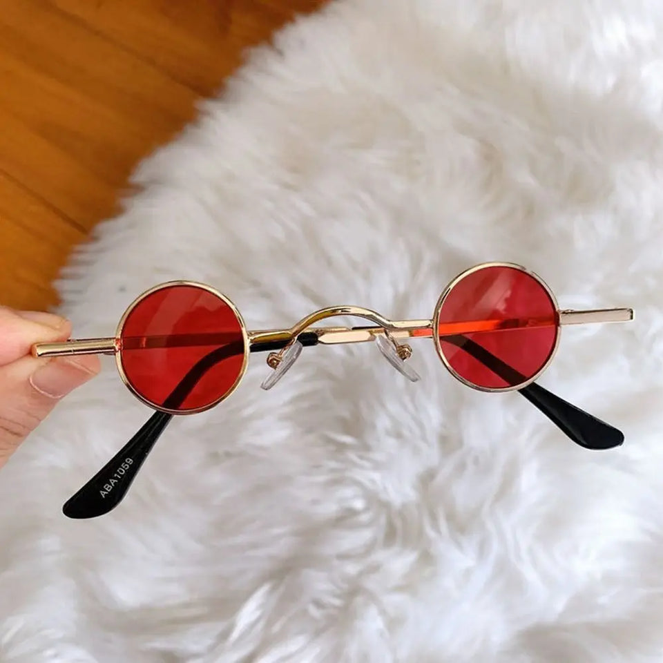 Small Round Sunglasses Metal Frame Hip Hop Punk Sun Glasses Mini Candy Color Lens Sunglasses Ins Fashion Shades for Women Men