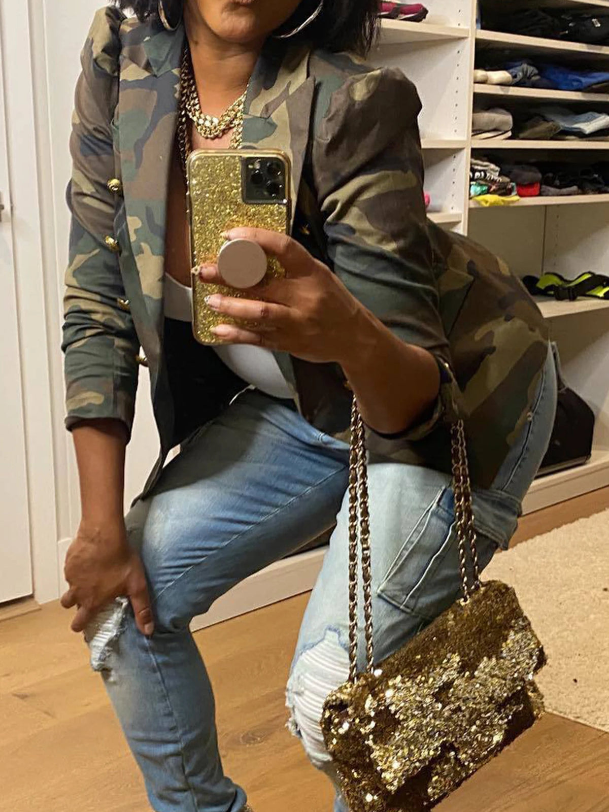 Women's Camouflage Double-Breasted Jacket