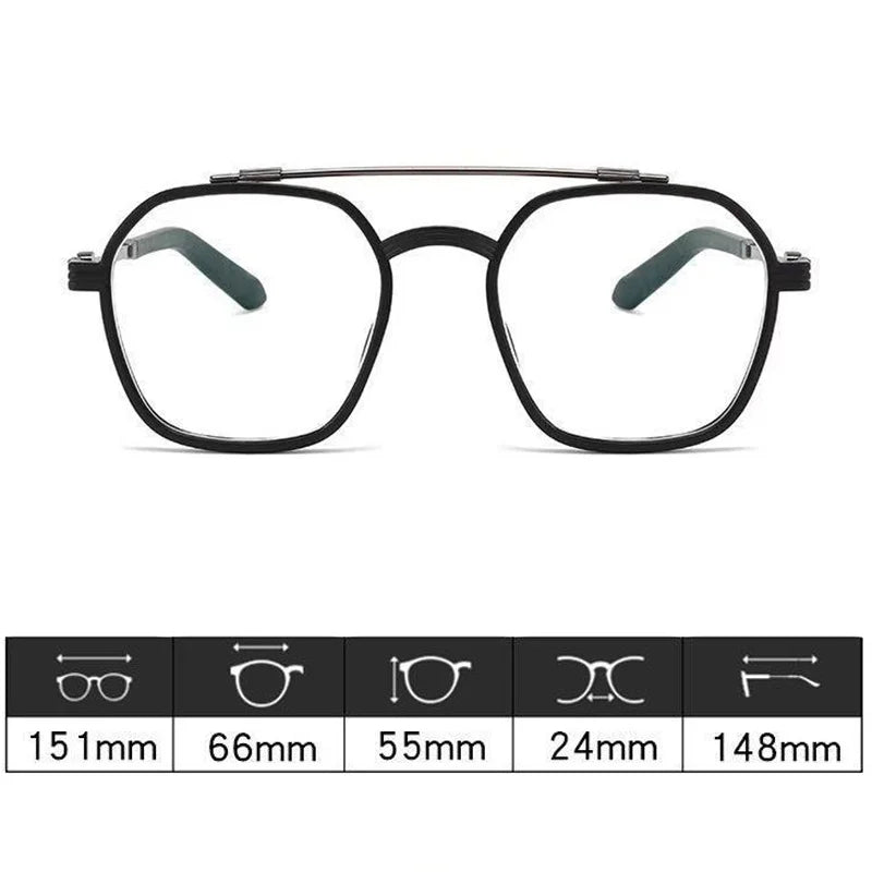 KLASSNUM New Fashion Men Sunglasses Oversized Frame Women Anti-blue Light Transparent Glasses UV400 Eyewear Flat Mirror Eyeglas