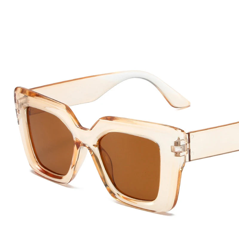 New Vintage Sunglasses Women Men Square Big Frame Sun Glasses Female Brand Designer Retro Shades Fashion Cat Eye Sunglasses