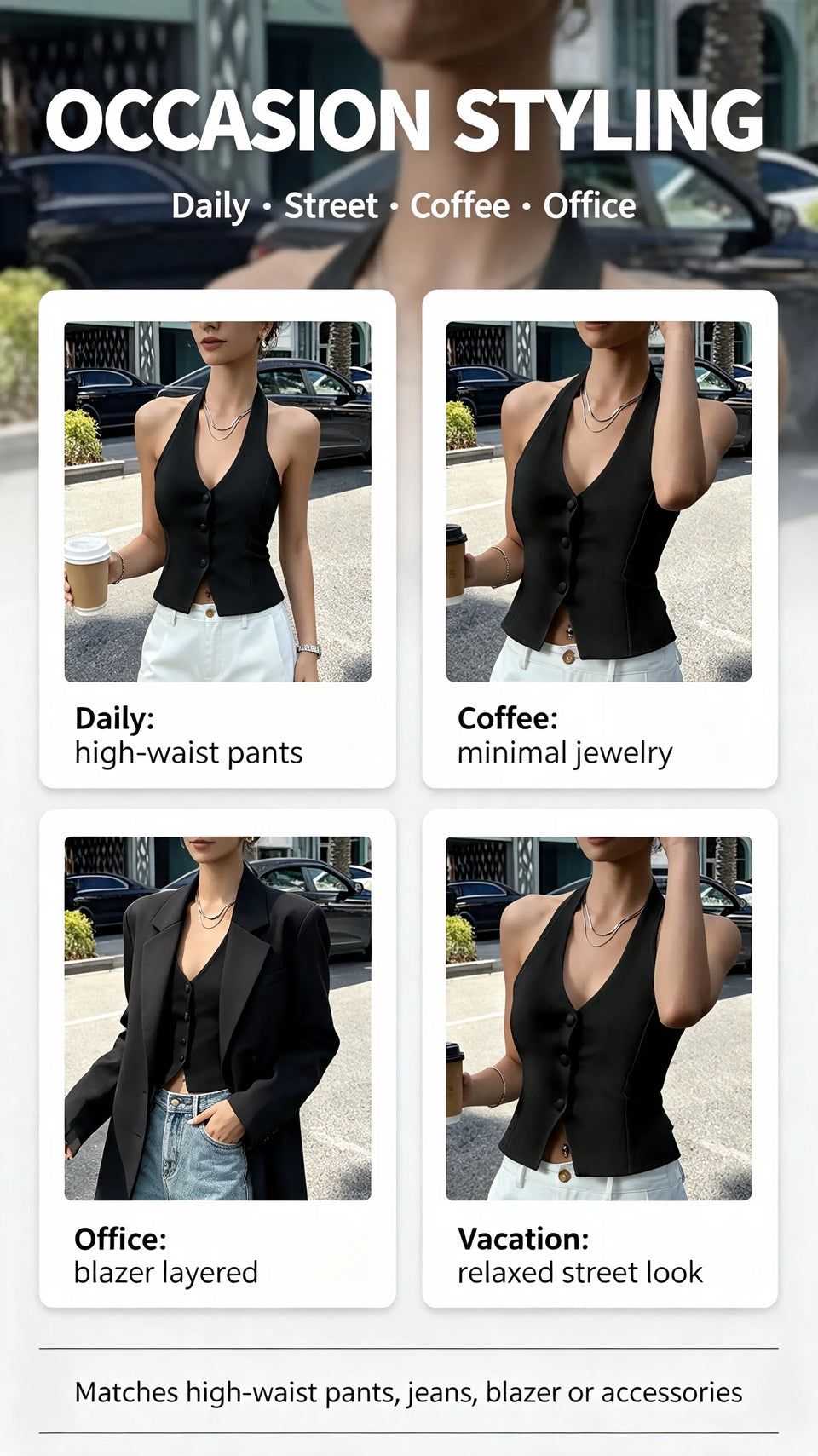 Women's Button-Front Halter Vest Top