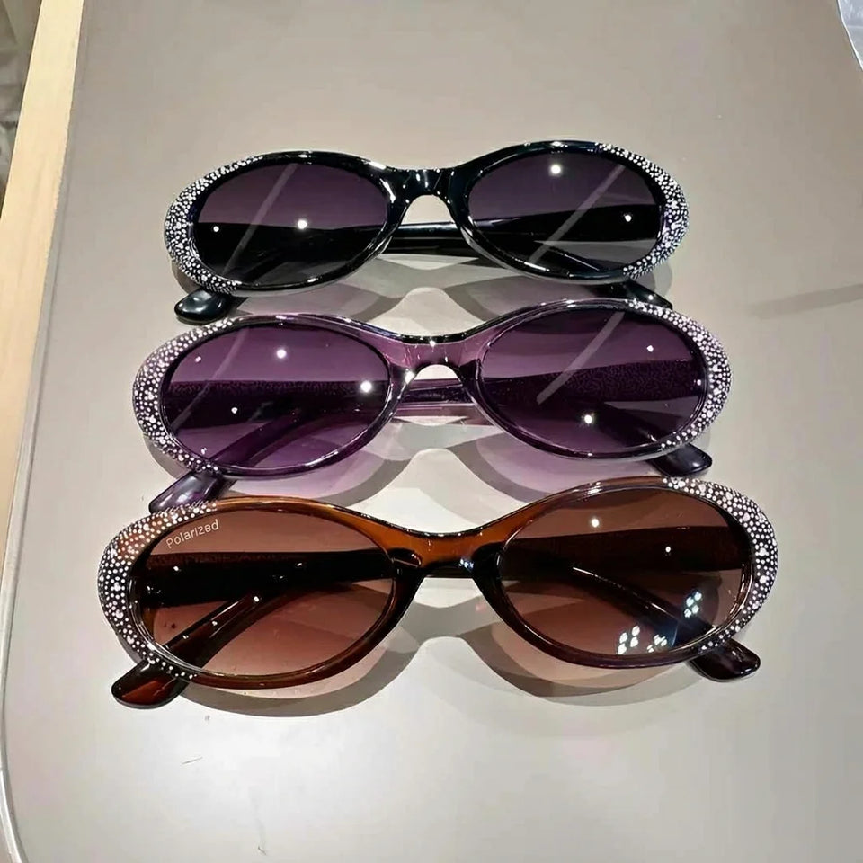 Womens Sunglasses 2026 Versatile Uv400 Sunglasses Oval Rhinestone Sunglasses Stylish Rhinestone Eyewear For Street Photography