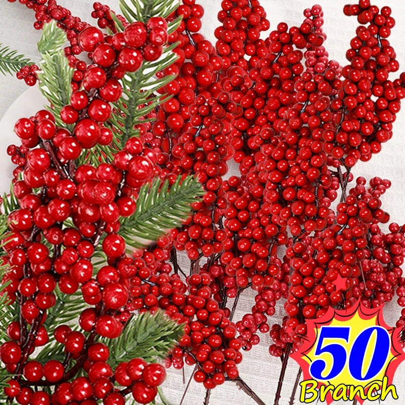 Artificial Holly Berry Stems